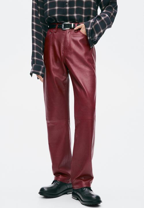 H&M - H&M Atelier:  Regular fit leather trousers - dark red