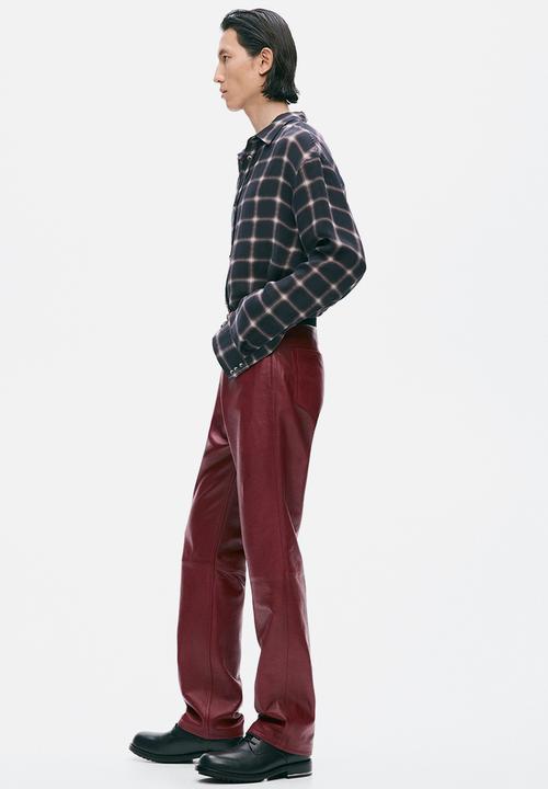 H&M - H&M Atelier:  Regular fit leather trousers - dark red