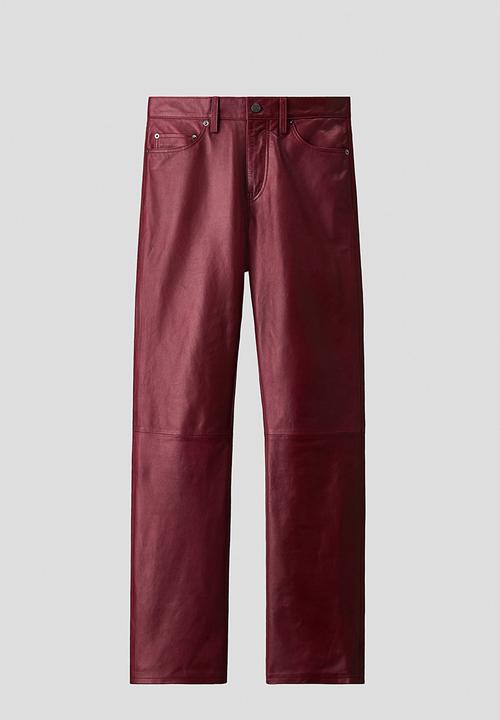 H&M - H&M Atelier:  Regular fit leather trousers - dark red