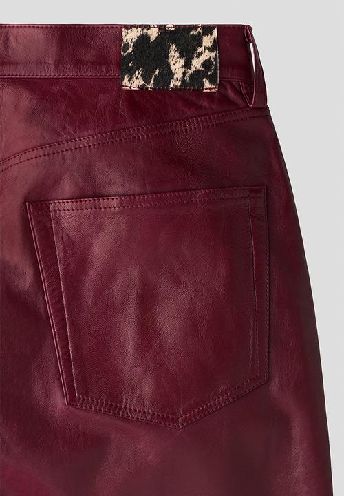 H&M - H&M Atelier:  Regular fit leather trousers - dark red