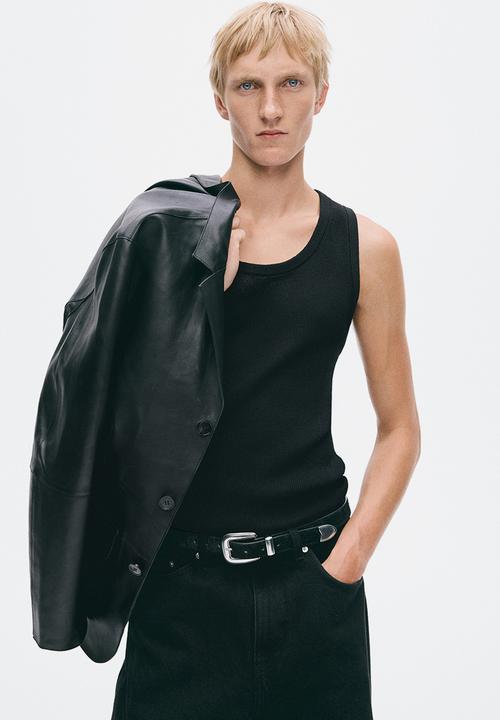 H&M - H&M Atelier:  Slim fit ribbed wool-blend vest top - black