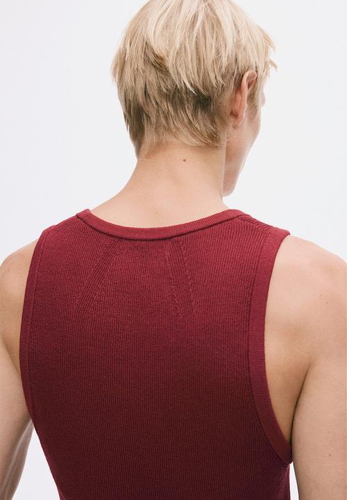 H&M - H&M Atelier:  Slim fit ribbed wool-blend vest top - dark red