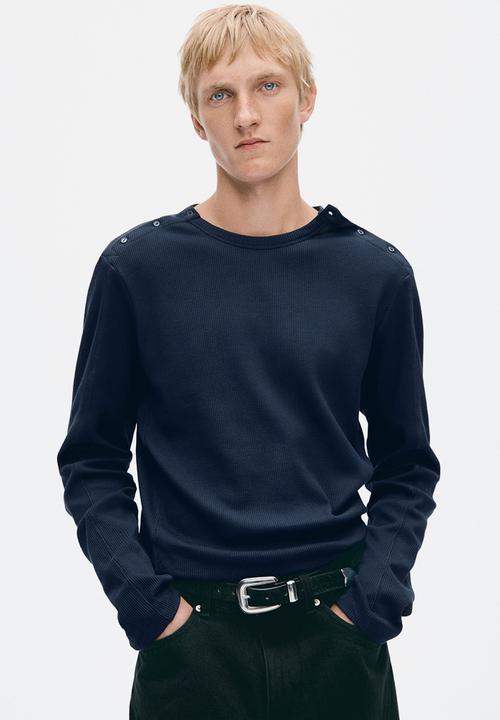 H&M - H&M Atelier:  Slim fit cotton top - dark blue