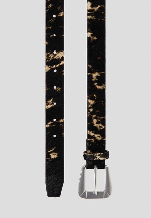 H&M - H&M Atelier:  Pony hair-effect leather belt - black/cowhide print