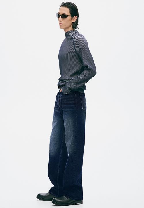H&M - H&M Atelier:  Slim fit rib-knit turtleneck jumper - navy blue/striped