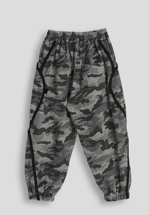 Pop Candy - Camo cargo pants with piping detail - dark grey