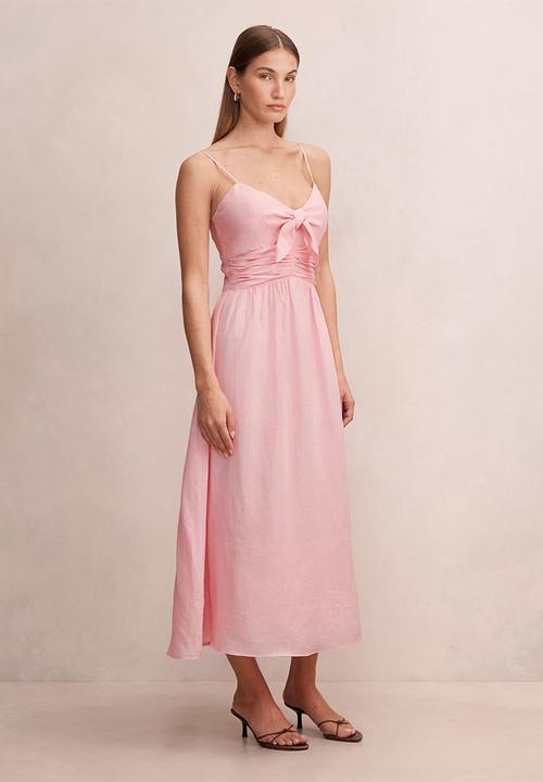 Forever New - Isabella tie front linen midi dress - pretty pink