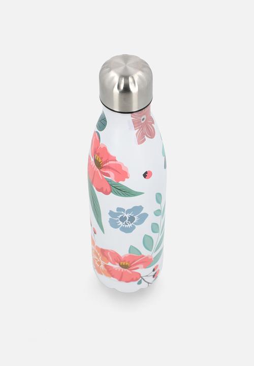 Excellent Houseware - White Floral Stainless Steel Vacuum Flask Bottle 500ml
