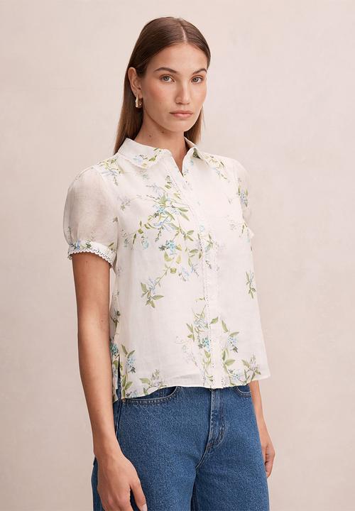 Forever New - Posie lace detail blouse - light glade floral