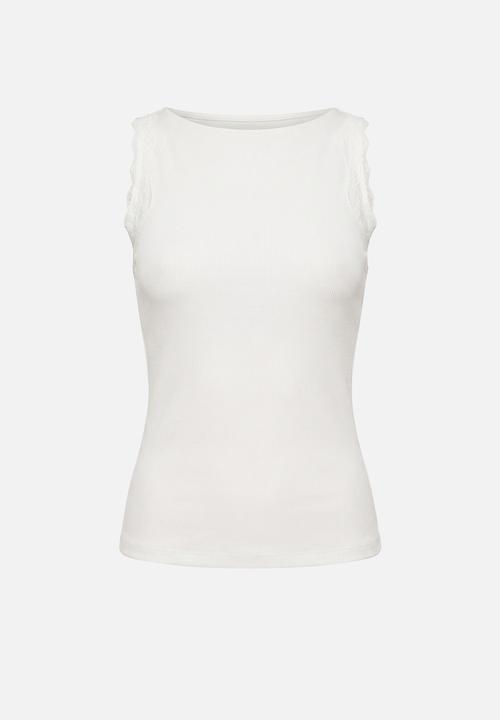 Forever New - Karla lace trim tank top in - porcelain