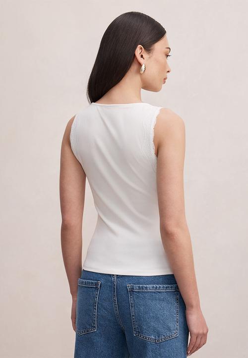 Forever New - Karla lace trim tank top in - porcelain