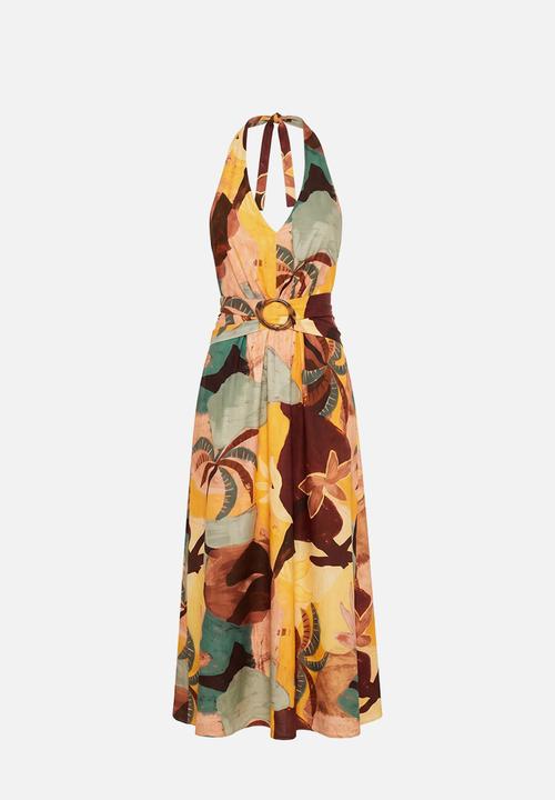 Forever New - Alessi halter linen midi dress - arndale abstract