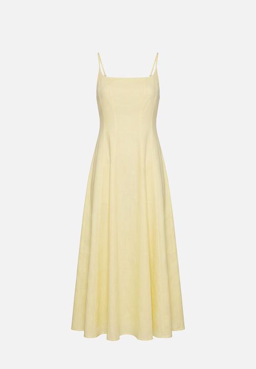 Forever New - Emery panel midi dress in - soft daffodil