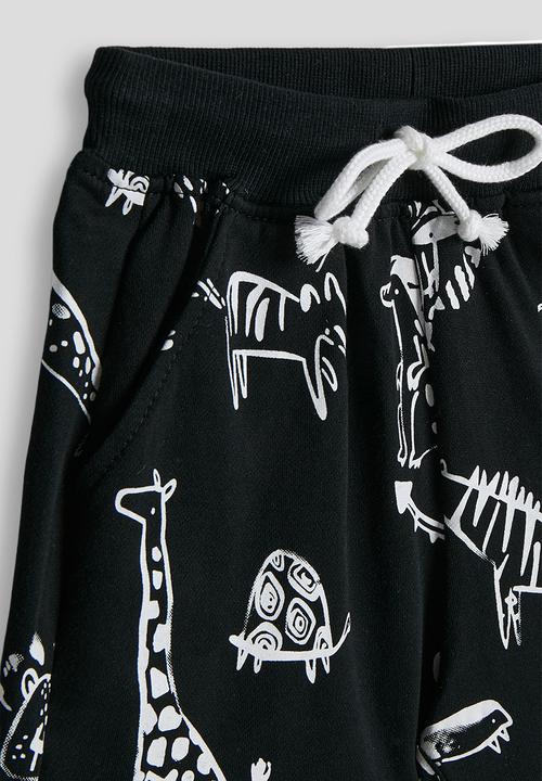 Pop Candy - Hand-painted animal graphic shorts - black