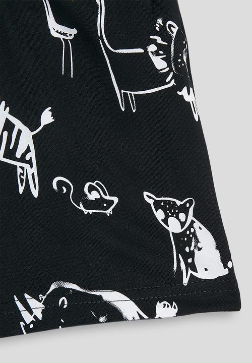 Pop Candy - Hand-painted animal graphic shorts - black
