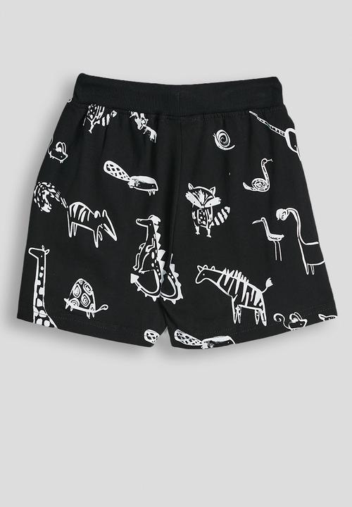 Pop Candy - Hand-painted animal graphic shorts - black