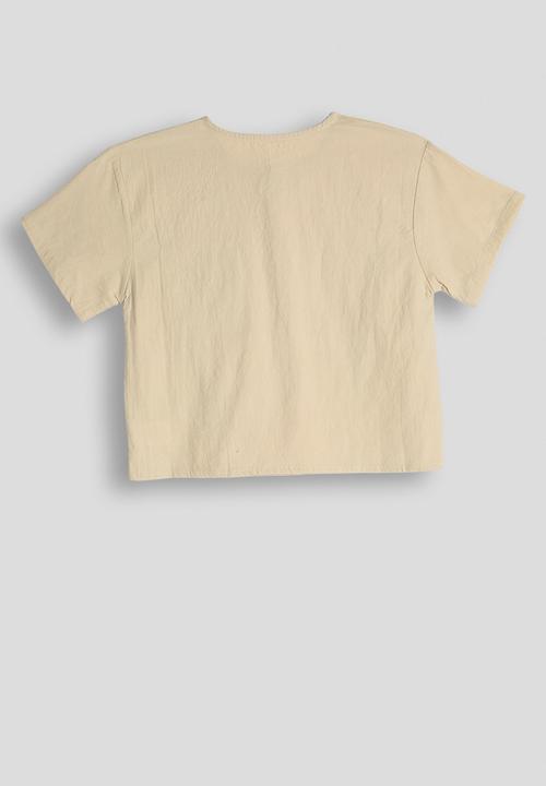 Pop Candy - Side seam binded tee - khaki brown