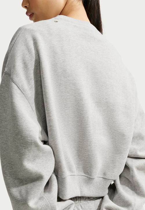 Nike - W Nk Fleece Oversized Cropped Crew-Neck Sweatshirt - Wolfgrey/Htr/Sail