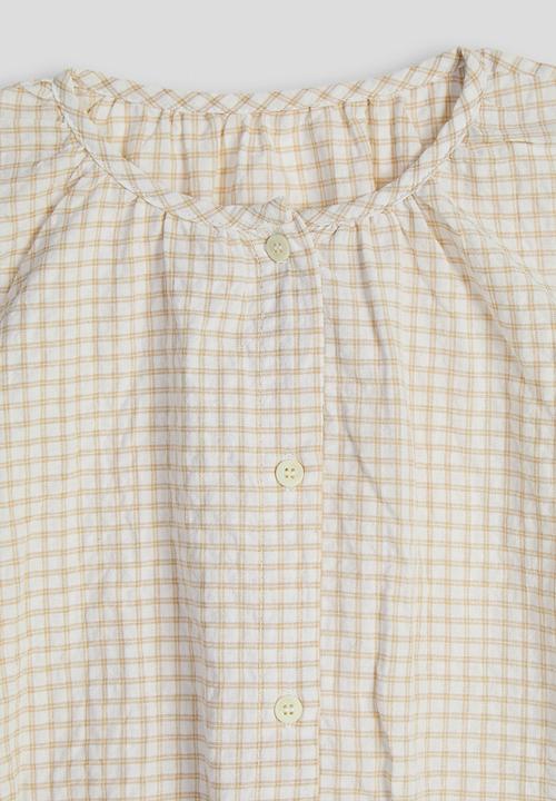 Pop Candy - Check seersucker button down top - light brown