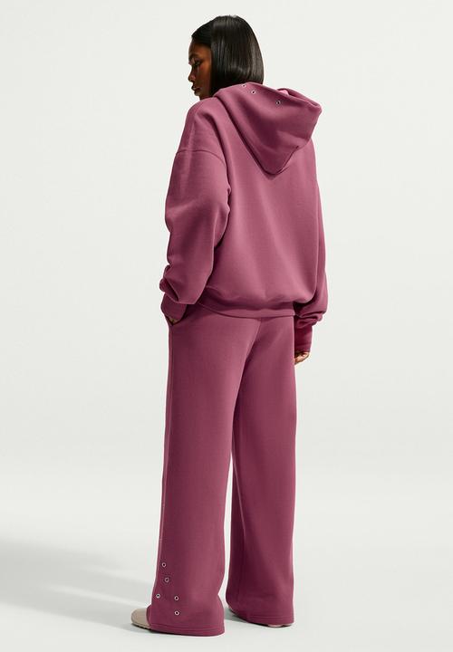 Nike - W Nk Fleece Mid-Rise Wide-Leg Pants - Pinksmoke/Sail