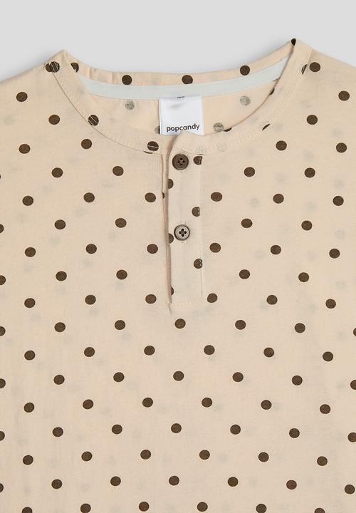 Pop Candy - Polka dot henley tee - seashell