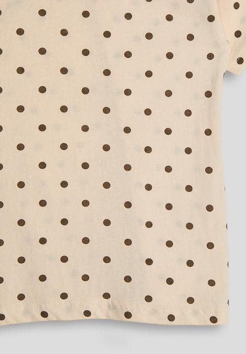 Pop Candy - Polka dot henley tee - seashell