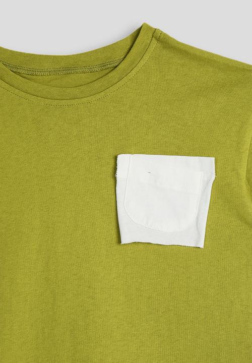 Pop Candy - Contrast pocket tee - green/white