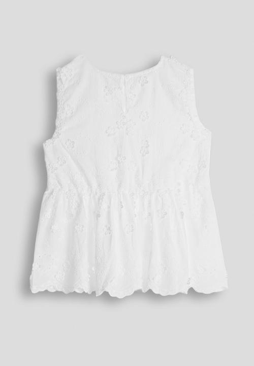 Pop Candy - Anglaise floral applique top - white