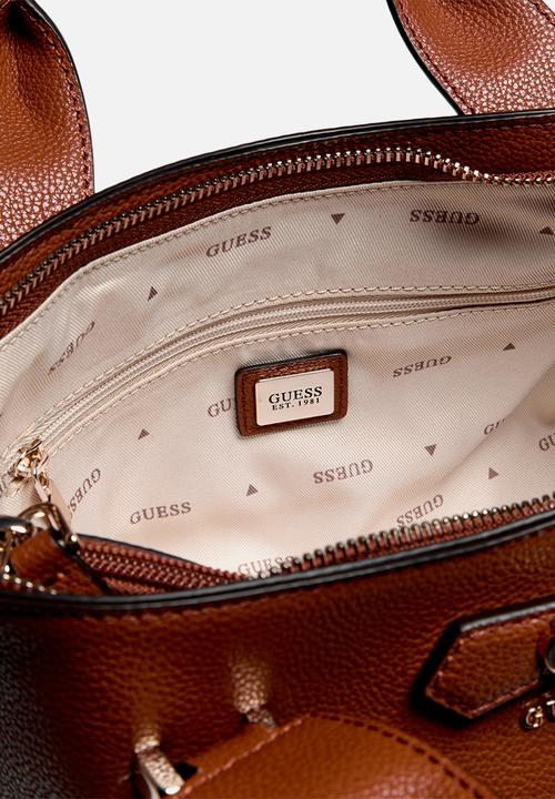 GUESS - Suzy Mini 3 Comp Satchel - Cognac