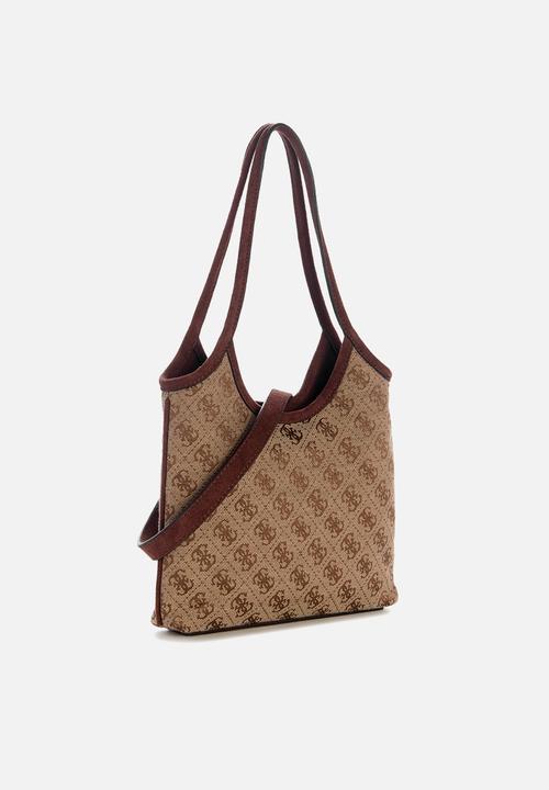GUESS - Samantha Mini Tote -Latte Logo/Brown