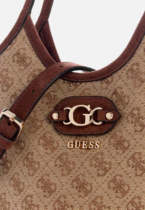 GUESS - Samantha Mini Tote -Latte Logo/Brown
