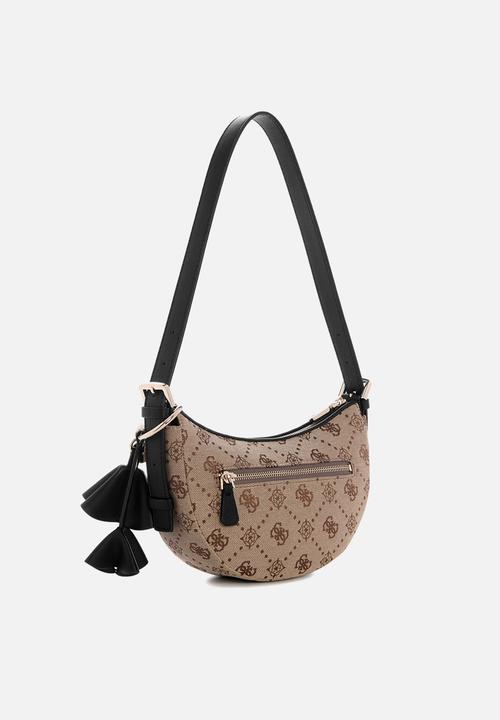 GUESS - Katie Convertible Shoulder Bag -Latte Logo/Black