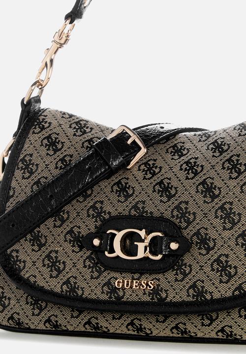 GUESS - Samantha Flap Shoulder Bag -Black Logo