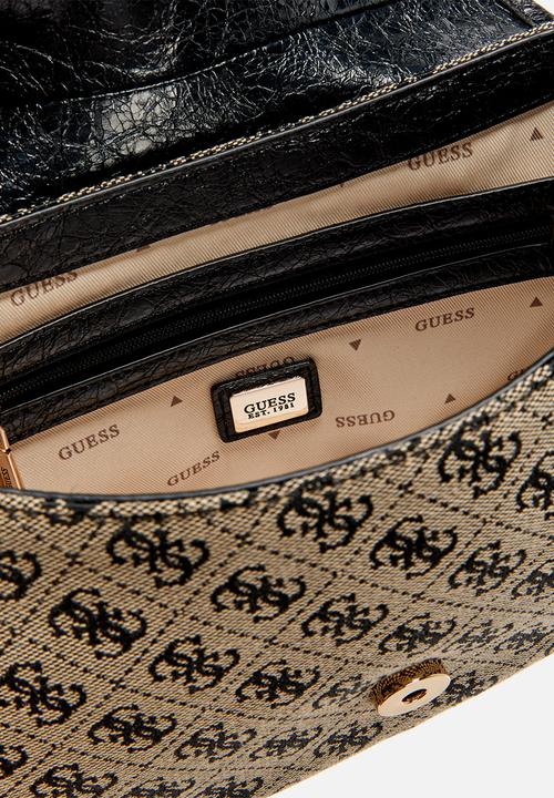 GUESS - Samantha Flap Shoulder Bag -Black Logo