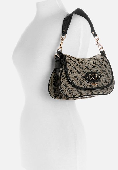 GUESS - Samantha Flap Shoulder Bag -Black Logo