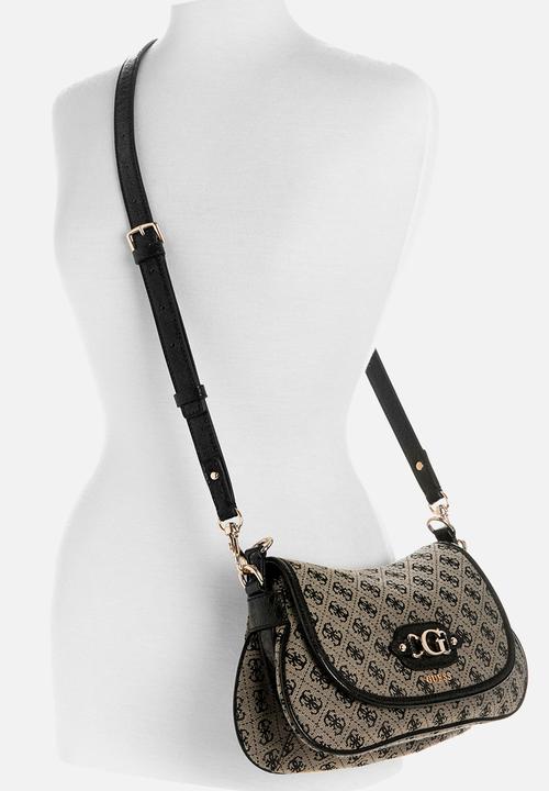 GUESS - Samantha Flap Shoulder Bag -Black Logo