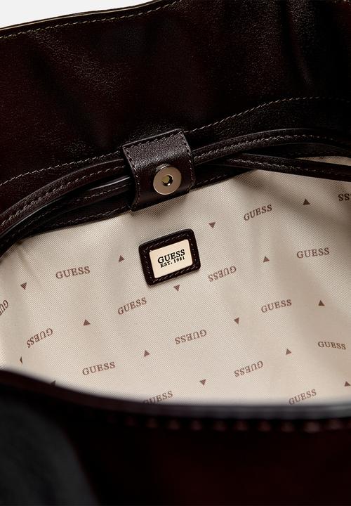 GUESS - Karima Drawstring Tote -Brown