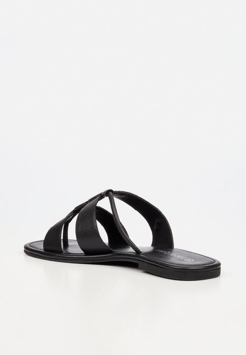 Nicci Tyler - Amalfi 1 Leather Slide Sandal - Black