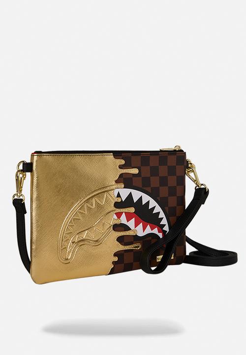 Sprayground - Sharks In Paris Gold Drip Crossover Clutch - Brown Multi