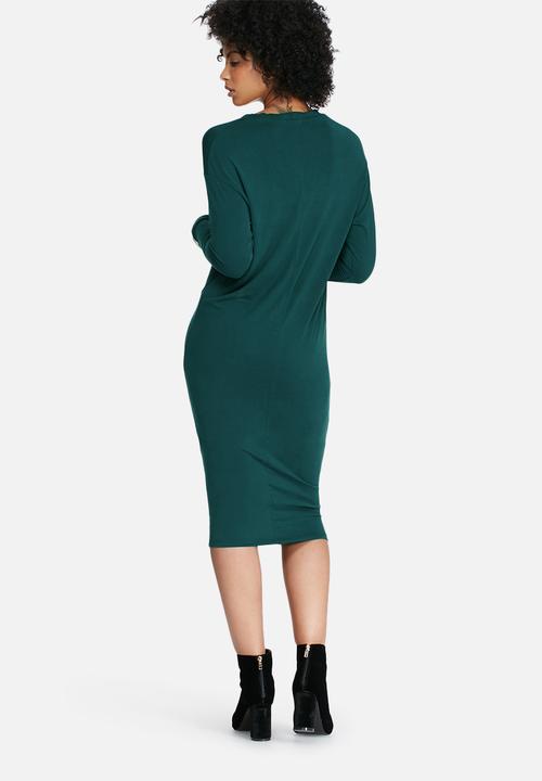 dailyfriday - Longsleeve v-neck midi dress