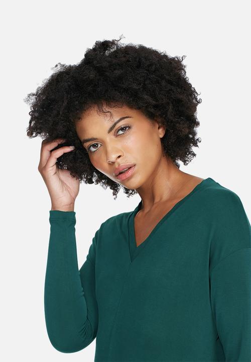 dailyfriday - Longsleeve v-neck midi dress