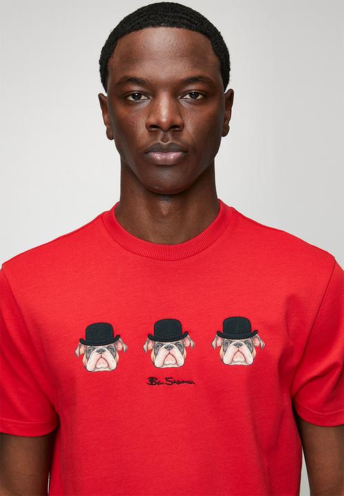 Ben Sherman - Brit Trio Bulldog Tee Shirt 260Gsm  - Red