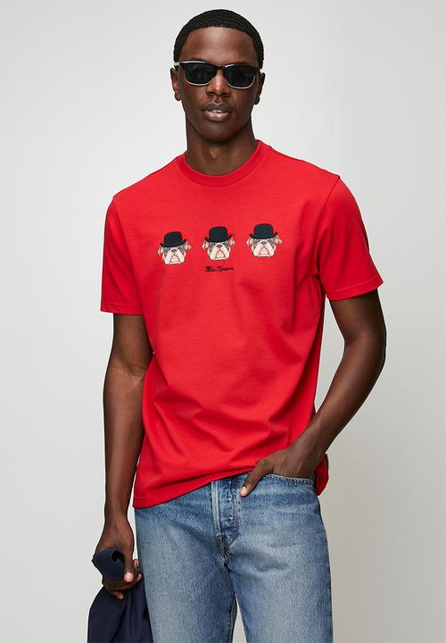 Ben Sherman - Brit Trio Bulldog Tee Shirt 260Gsm  - Red