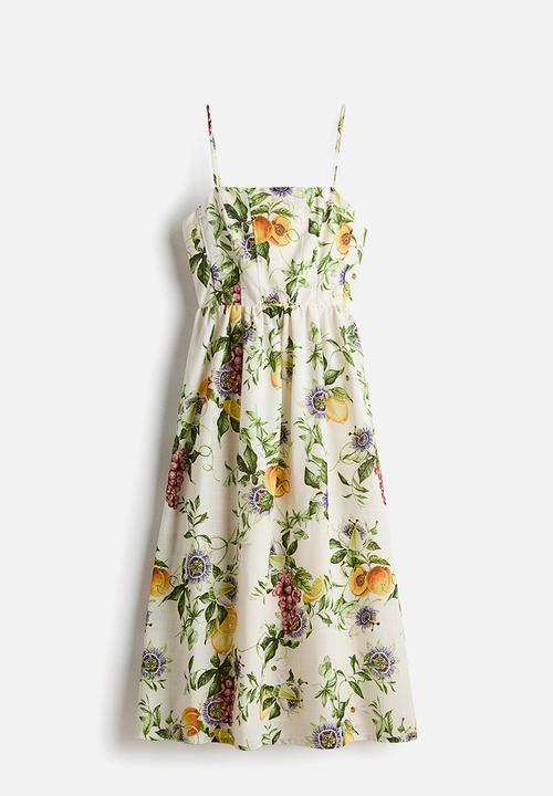 H&M - Strappy midi dress - white/peaches