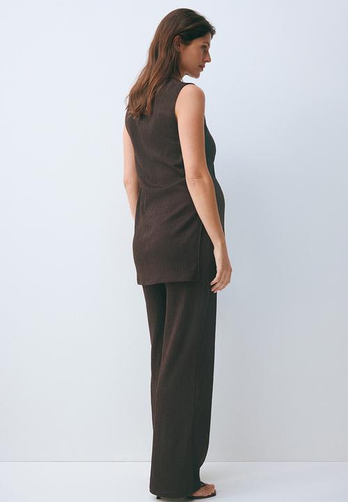 H&M - Mama 2-piece textured jersey set - dark brown