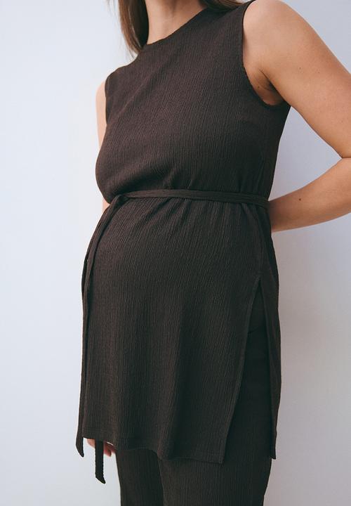 H&M - Mama 2-piece textured jersey set - dark brown