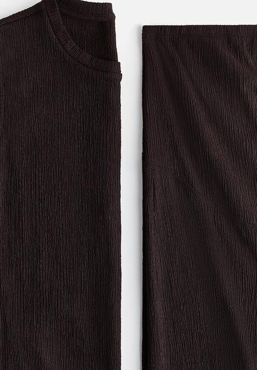H&M - Mama 2-piece textured jersey set - dark brown