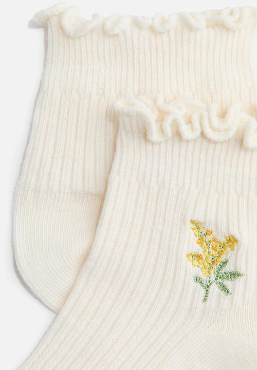 H&M - 5-pack ankle socks - beige/light yellow