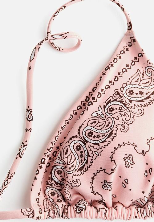 H&M - Padded triangle bikini top - light pink/paisley pattern