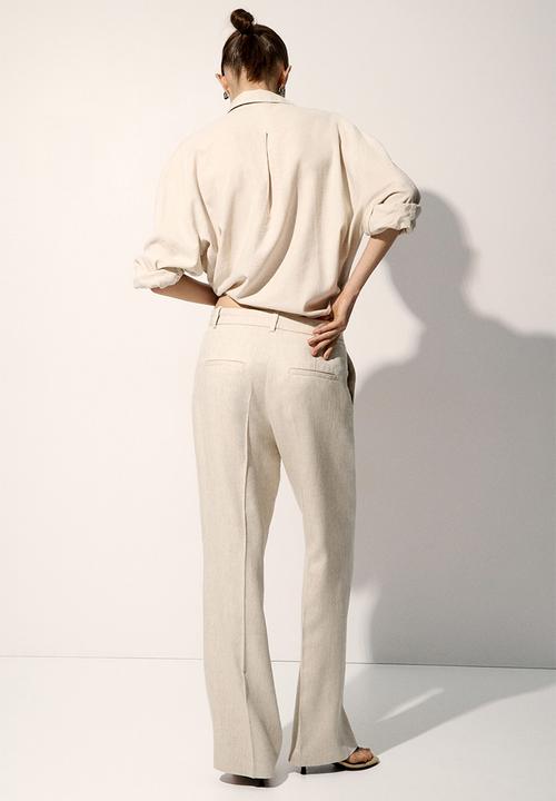 H&M - Linen-blend tailored trousers - light beige